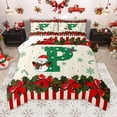 thumbnail image 1 of Homewish Letter P Monogrammed Full Size Comforter Sets,Merry Christmas Bedding Comforter Set,Xmas Flower Red Bowtie Bedding Sets For Kids,Microfiber Room Decorative Reversible,3-Piece, 1 of 9