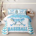 thumbnail image 1 of Homewish Light Blue Drip Bow Baseball Bed Spread Queen, Cute Sport Queen Coverlet Set for Girls and Boys, 3 Pieces, 1 Comforter and 2 Pillowcases, 1 of 7