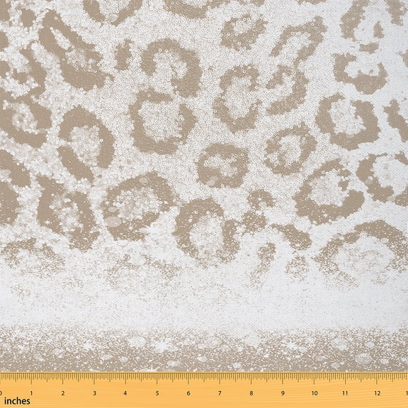 Homewish Linen Sequin Print Fabric by the Yard 1 Yard, Fashion Leopard Print Room Decor Fabric by the Yard, Romantic Cheetah Animal Sewing Fabric, Microfiber Bedroom Decor