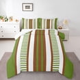 thumbnail image 1 of Homewish Lines Stripes Artwork Queen Comforter Set,Geometric Stripes Bedding Sets,Green Beige Brown Bedding Comforter Set For Adult,Luxury Bedroom Decor Reversible,3 Pieces, 1 of 8