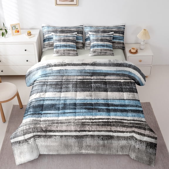 Homewish Lodge Cabin Twin Bedding Sets 7-Piece for Kids Teens Boys Girls,Retro Vintage Bedding Comforter Set Microfiber,Rustic Cottage Breathable Sheet Sets,Microfiber Bedroom Decor,Reversible