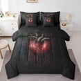 thumbnail image 1 of Homewish Love Heart 7-Piece Queen Bedding Set - Gothic Black Red, 1 of 8