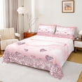 thumbnail image 1 of Homewish Love Heart Diamond Full Size Sheets for Girls, Pink Sequin Print Bed Sheets, Romantic Anniversary Sheet Sets, Microfiber Bedroom Decor, 4-Piece, 1 of 7