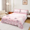 thumbnail image 1 of Homewish Love Heart Diamond Twin Sheet Sets for Girls, Pink Sequin Print Twin Fitted Sheet, Romantic Anniversary Flat Sheet, Microfiber Bedroom Decor, 3-Piece, 1 of 7