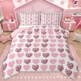 thumbnail image 1 of Homewish Love Heart Print Bedding Comforter Set 2pcs for Female Men Adults,Pink White Twin Comforter Sets Microfiber,Romantic Valentine's Day Breathable Bedding Set,Microfiber Bedroom Decor, 1 of 8