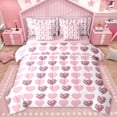thumbnail image 1 of Homewish Love Heart Print Twin Bedding Sets 7-Piece for Female Men Adults,Pink White Bedding Comforter Set Microfiber,Romantic Valentine's Day Breathable Sheet Sets,Microfiber Bedroom Decor, 1 of 8