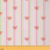 Homewish Lovely Bow Fabric by the Yard 1 Yard,Minimalist Stripes Lines Home Decor Fabric by the Yard,Pink Red Sewing Fabric For Girls,Breathable Home Decor