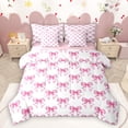 thumbnail image 1 of Homewish Lovely Bow Knot 7-Piece Twin Bedding Sets,Cartoon Bowtie Ribbon Bedding Comforter Set,Pink White Sheet Sets For Girl Kids,Microfiber Bedroom Decor Reversible, 1 of 9