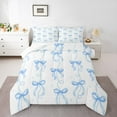 thumbnail image 1 of Homewish Lovely Bow Knot Bedding Comforter Set,Cartoon Bowtie Ribbon Twin Comforter Sets,Blue White Bedding Set For Girl Kids,Microfiber Bedroom Decor,2pcs, 1 of 9