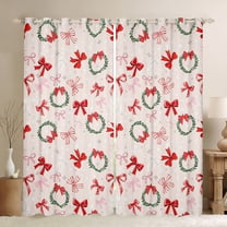 Homewish Lovely Bow Knot Black Out Curtains,Christmas Flower Wreath Curtains Pack of 2 (42x63 Each),Red Pink Green Bedroom Curtains For Girl Kids,Microfiber Bedroom Decor