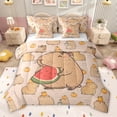 thumbnail image 1 of Homewish Lovely Capybara Kapibara 7pcs Bedding Comforter Set,Cartoon Animal Queen Bedding Sets,Summer Fruit Watermelon Queen Sheet Sets For Kids,Ultra Soft Home Decor Reversible, 1 of 8