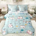 thumbnail image 1 of Homewish Lovely Cat 7 Pieces Bedding Comforter Set,Cute Cartoon Kitten Full Bedding Set,Pet Lovers Fitted Sheet Flat Sheet For Men Women,Luxury Bedroom Decor Reversible, 1 of 8
