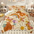 thumbnail image 1 of Homewish Lovely Daisy Flower Queen Comforter Set,Cartoon Floral Butterfly Bedding Sets,Beige Orange Bedding Comforter Set For Girl,Microfiber Bedroom Decor Reversible,3 Pieces, 1 of 8