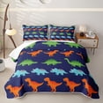 thumbnail image 1 of Homewish Lovely Dinosaur Bed Spread Queen,Jungle Animals Queen Coverlet Set,Navy,3-Piece, 1 of 7