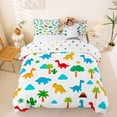 thumbnail image 1 of Homewish Lovely Dinosaur Bedding,Cartoon Animal Themed Duvet Cover Full,White,Polkadot Reversible,3 Pieces,1 Duvet Cover and 2 Pillowcases, 1 of 6