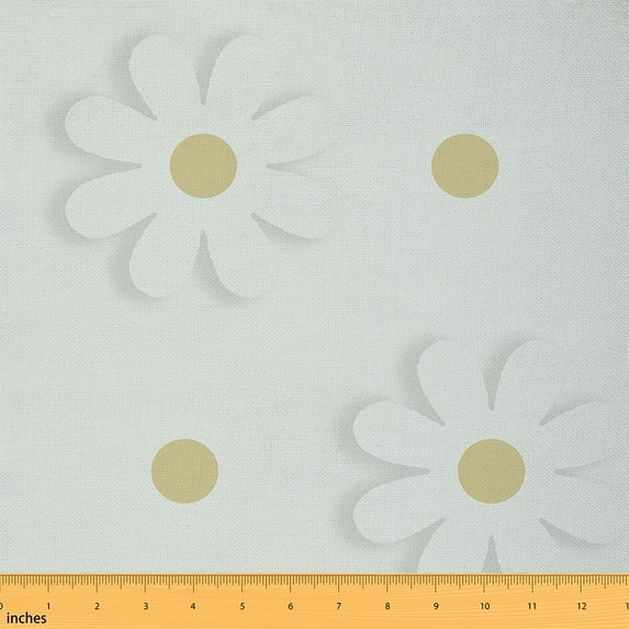Homewish Lovely Flower Floral Fabric by the Yard 2 Yard,Cute Cartoon Daisy Room Decor Fabric by the Yard,Yellow White Fabric for Sewing For Children,Microfiber Bedroom Decor