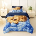 thumbnail image 1 of Homewish Lovely Golden Retriever Twin Comforter Sets,Cartoon Dog Bedding Set,White Clouds Decor,Navy Blue Reversible,2 Pieces,1 Comforter and 1 Pillowcase, 1 of 7
