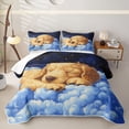 thumbnail image 1 of Homewish Lovely Golden Retriever Twin Quilt Set,Cartoon Dog Twin Coverlet Set,White Clouds Decor,2pcs, 1 of 7