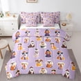 thumbnail image 1 of Homewish Lovely Pet Dog 7pcs Queen Bedding,Vintage Animal Bedding Comforter Set Queen,Purple,Reversible, 1 of 8