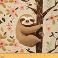 thumbnail image 1 of Homewish Lovely Sloth Fabric by the Yard 3 Yard,Rustic Flower Floral Sewing Fabric,Brown Pink Beige Room Decor Fabric by the Yard For Girls Kids,Microfiber Bedroom Decor, 1 of 6