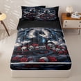 thumbnail image 1 of Homewish Magic Dragon Zipper Queen Comforter Set with Fitted Sheet and 2 Pillowcases,Goth Halloween Skull Zipper Bedding Set,Gray Red,Animal Bed Set,Black Reversible,4pcs, 1 of 8