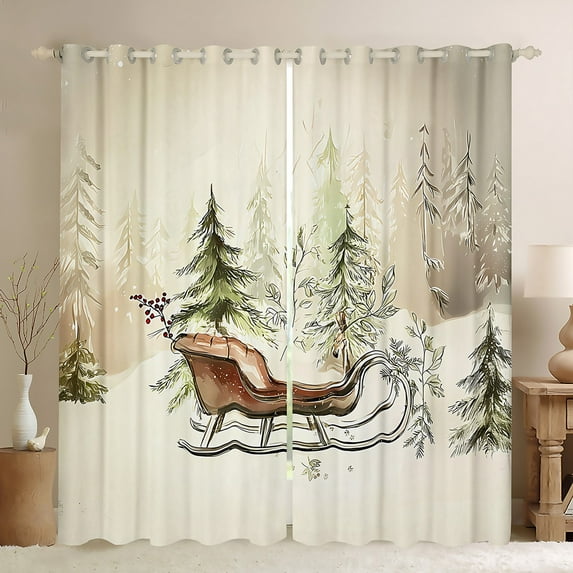 Homewish Magic Santa Claus Black Out Curtains for Kids, Vintage Western Festival Curtains Pack of 2 (42x63 Each), Dreamy Christmas Eve Bedroom Curtains, Curtains and Drapes Bedroom Decor