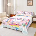thumbnail image 1 of Homewish Magic Unicorn Kid Bed Sheets, Cartoon Cute Animal Lover King Sheets, Stars Rainbow Print Sheet Set, Luxury Bedroom Decor, 4pcs, 1 of 7