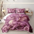 thumbnail image 1 of Homewish Magical Dragon Quilt Full,Rose Lavender Floral Full Bedspread Sets,Pink,3 Pieces, 1 of 7