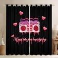 thumbnail image 1 of Homewish Magnetic Tape Curtains Pack of 2 (42x84 Each) for Kids Children Teens,Love Heart Print Curtains Blackout,Black Pink Bedroom Curtains,Luxury Bedroom Decor, 1 of 6