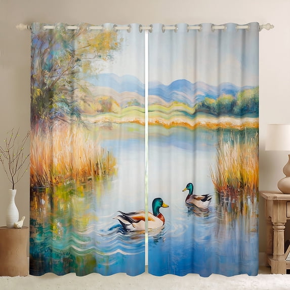 Homewish Mallard Duck Curtains Pack of 2 (42x84 Each) for Female Men Adults,Rustic Cottage Animal Curtains Blackout,Retro Vintage Bedroom Curtains,Breathable Home Decor