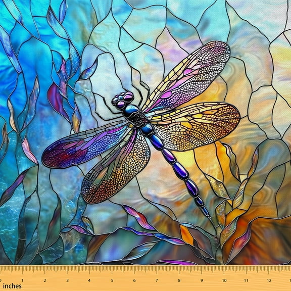 Homewish Mandala Western Dragonfly Fabric by the Yard 1 Yard, Vintage Bohemian Style Room Decor Fabric by the Yard, Tribal Animal Sewing Fabric, Microfiber Bedroom Decor