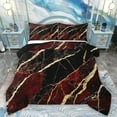 thumbnail image 1 of Homewish Marble Pattern Queen Comforter Set,Fluid Stripe Aesthetic Bedding Sets,Red Black Gold Bedding Comforter Set For Girls Teens,Ultra Soft Home Decor Reversible,3pcs, 1 of 8