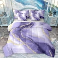thumbnail image 1 of Homewish Marble Texture Road 7-Piece Bedding Comforter Set,Modern Fluid Art King Bedding Sets,Purple Gold White Bed Sheets For Girl,Microfiber Room Decoration Reversible, 1 of 8