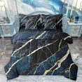 thumbnail image 1 of Homewish Marble Texture Road 7-Piece Twin Bedding Sets,Modern Fluid Art Bedding Comforter Set,Gold Black Blue Sheet Sets For Girl,Microfiber Room Decoration Reversible, 1 of 8