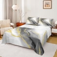 thumbnail image 1 of Homewish Marble Texture Road Twin Sheet Sets,Gold Gray Twin Fitted Sheet,Modern Fluid Art Flat Sheet For Girl,Microfiber Room Decoration,3-Piece, 1 of 7