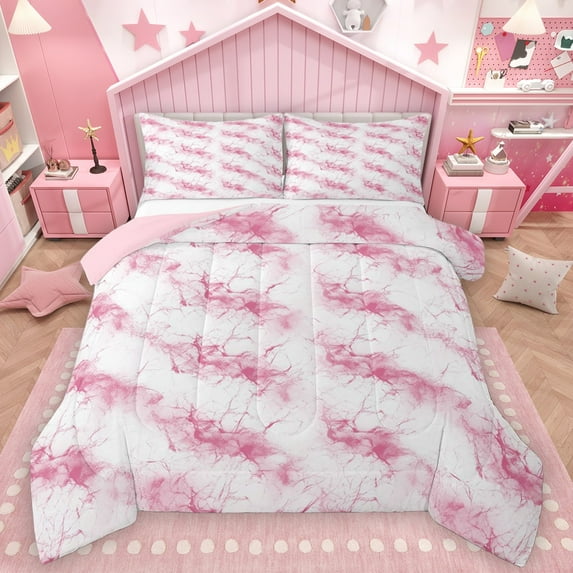 Homewish Marble Watercolor Boy Girl 3-Piece Full Size Comforter Sets,Marbling Stone Pattern Bedding Comforter Set,Abstract Gradient Lightweight Bedding Sets,Super Cozy Room Decor,Reversible