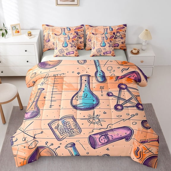 Homewish Math Equation 7-Piece Bedding Comforter Set For Teens Boys Girls,Mathematics Formula King Bedding Sets,Subject Theme Ultra Soft Bed Sheets,Lightweight Room Decor,Reversible
