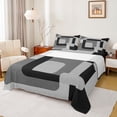 thumbnail image 1 of Homewish Meodern Geometric Twin Sheet Sets,Square Pattern Twin Fitted Sheet,Gray Black Flat Sheet For Men Women,Luxury Bedroom Decor,3pcs, 1 of 7
