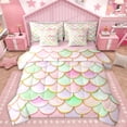 thumbnail image 1 of Homewish Mermaid Fishtail 7 Pieces Bedding Comforter Set,Cartoon Sea Animal Full Bedding Set,Pink Green Fitted Sheet Flat Sheet For Girls Teens,Ultra Soft Home Decor Reversible, 1 of 8