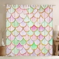 thumbnail image 1 of Homewish Mermaid Fishtail Blackout Curtains Set of 2 (52x84 Each),Cartoon Sea Animal Window Curtains,Pink Green Curtains and Drapes For Girls Teens,Ultra Soft Home Decor, 1 of 6