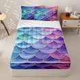 thumbnail image 1 of Homewish Mermaid Scale Zipper Twin Comforter Sets with Fitted Sheet and 2 Pillowcases For Kids Girls,Ocean Animal Zipper Bedding Set,Reversible,4pcs, 1 of 8