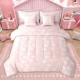 thumbnail image 1 of Homewish Merry Christmas 7-Piece Bedding Comforter Set,Cute Christmas Snowflake King Bedding Sets,Pink White Bed Sheets For Girls Kids,Super Cozy Room Decor Reversible, 1 of 9