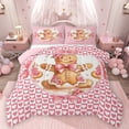 thumbnail image 1 of Homewish Merry Christmas Bedding Comforter Set.Cute Gingerbread Man Twin Comforter Sets,Pink Flower Loves Pattern Bedding Set For Girls Kids,Super Cozy Room Decor Reversible,2pcs, 1 of 8
