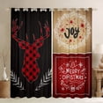 thumbnail image 1 of Homewish Merry Christmas Child Blackout Curtains Set of 2 (52x84 Each), Jungle Reindeer Moose Window Curtains, Retro Western Patchwork Curtains and Drapes, Living Room Curtains Decor, 1 of 6