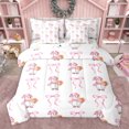 thumbnail image 1 of Homewish Merry Christmas Kid Bedding Comforter Set 7pcs, Pink Watercolor Bowknot King Bedding Sets, Kawaii Cartoon Snowman Reversible Bed Sheets, Lightweight Room Decor, 1 of 7