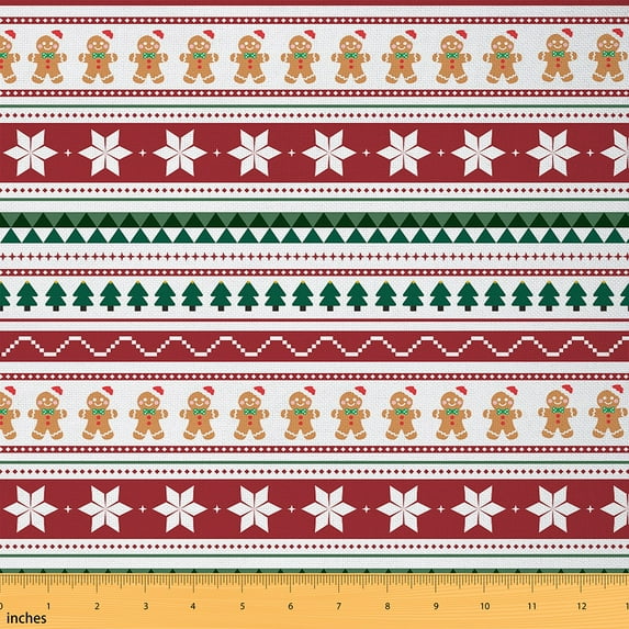 Homewish Merry Christmas Kids Fabric by the Yard 2 Yards, Cartoon Xmas Tree Snowflake Sewing Fabric, Square Triangle Abstract Fabric for Sewing, Microfiber Bedroom Decor