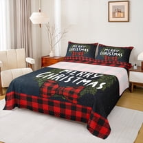 Homewish Merry Christmas Kids Full Size Sheets, Black Red Buffalo Plaid Bed Sheets, Dreamy Starry Sky Sheet Sets, Microfiber Bedroom Decor, 4pcs