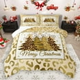thumbnail image 1 of Homewish Merry Christmas Tree 2pcs Bedding Comforter Set for Teens Boys Girls,Leopard Print Twin Comforter Sets,Bling Golden Glitter Breathable Bedding Set,Lightweight Room Decor, 1 of 8