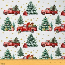 Homewish Merry Xmas Fabric by the Yard 1 Yard,Chic Christmas Tree Home Decor Fabric by the Yard,Red Truck Sewing Fabric For Adults,Microfiber Bedroom Decor
