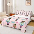 thumbnail image 1 of Homewish Merry Xmas Twin Sheet Sets,Kawaii Christmas Nutcracker Twin Fitted Sheet,Ccolorful Snowflake Flat Sheet For Kids,Breathable Home Decor,3 Pieces, 1 of 7